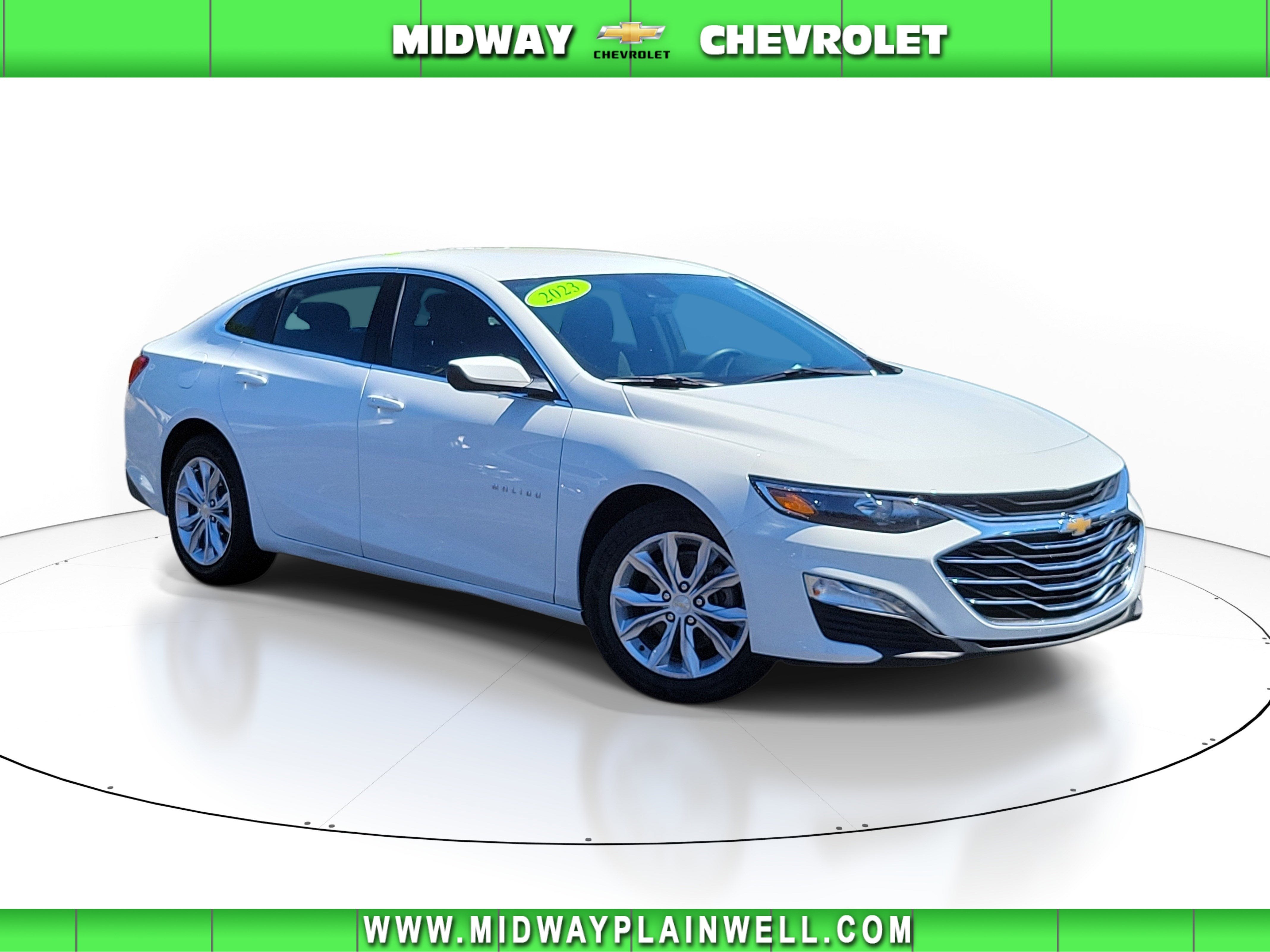 2023 Chevrolet Malibu LT in Summit White — front three-quarter view