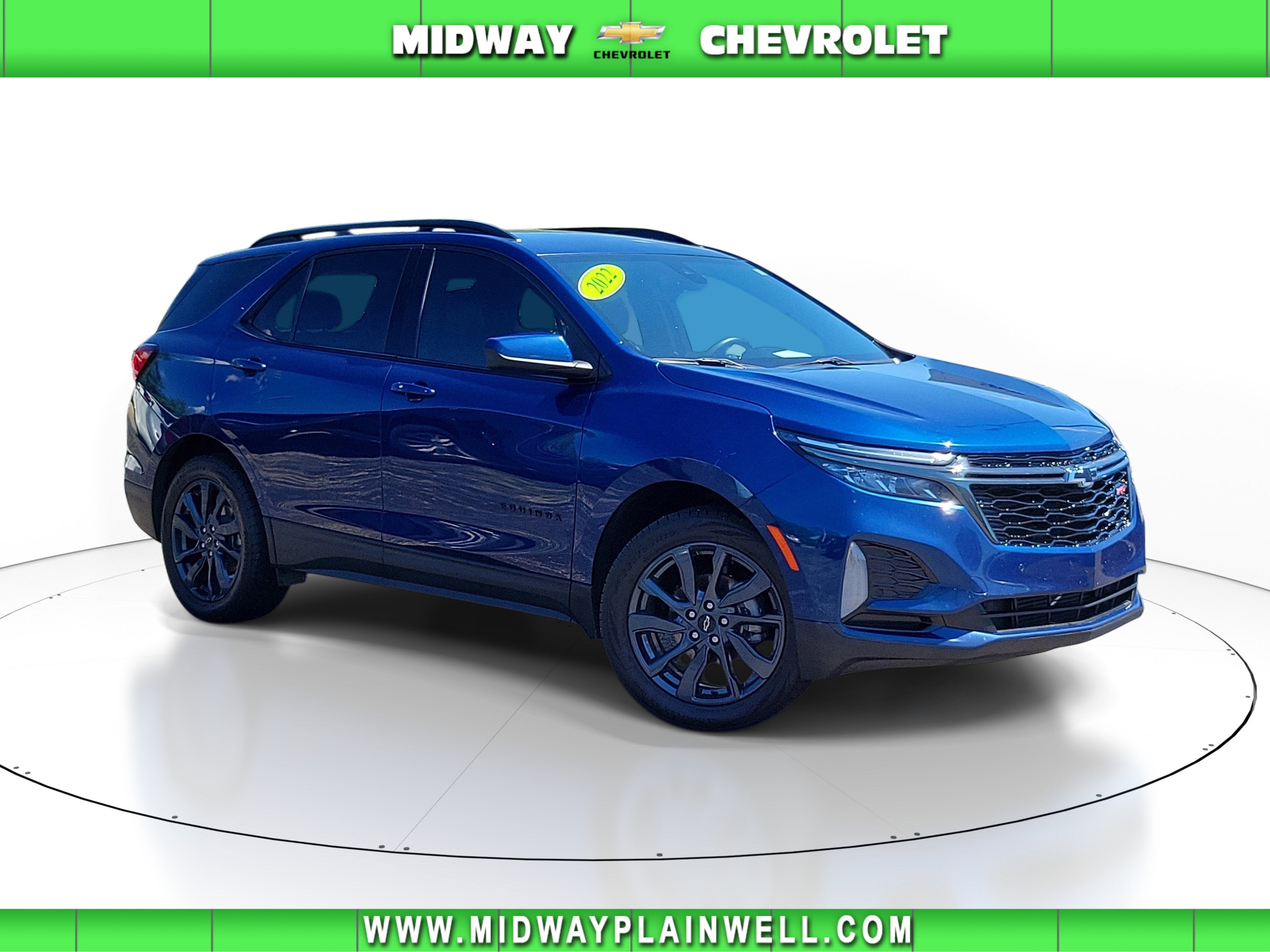 2022 Chevrolet Equinox RS in Blue Glow Metallic — front three-quarter view