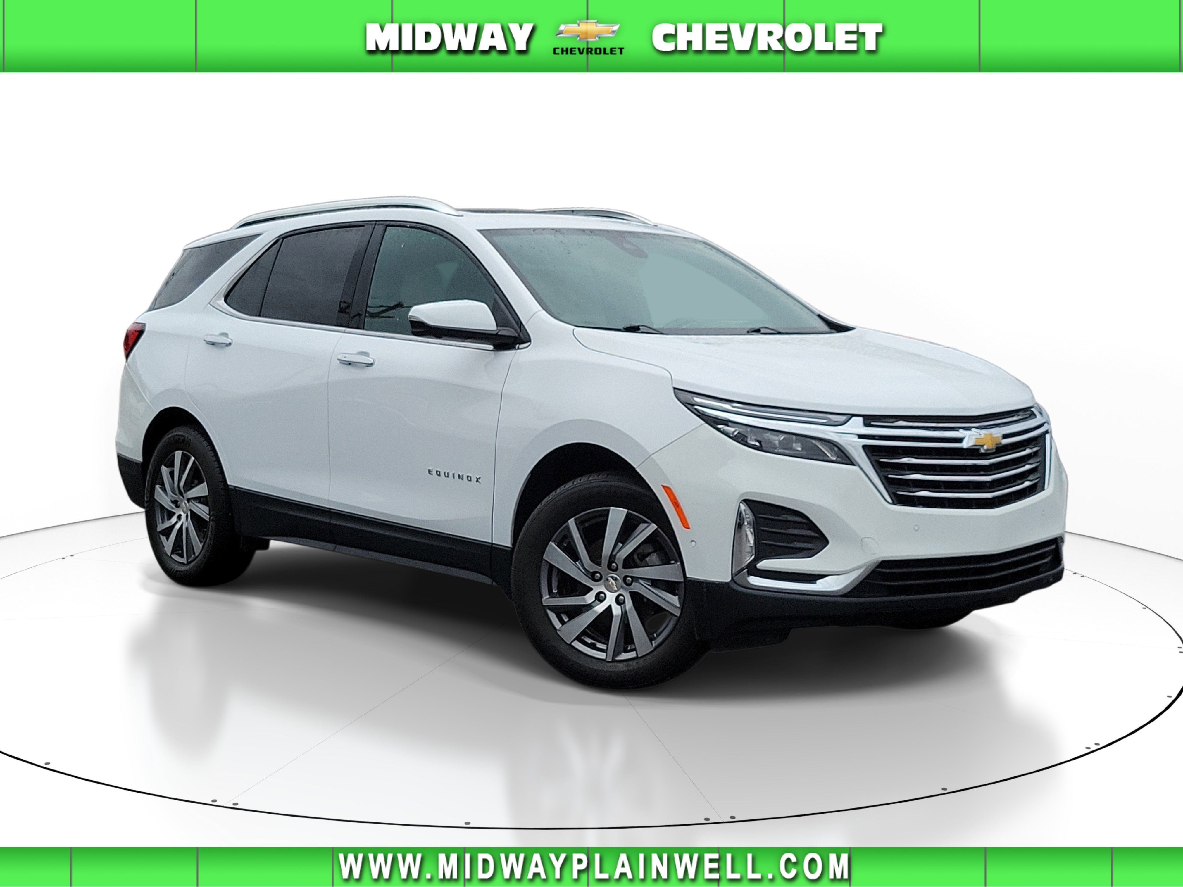 2023 Chevrolet Equinox Premier in Summit White — front three-quarter view