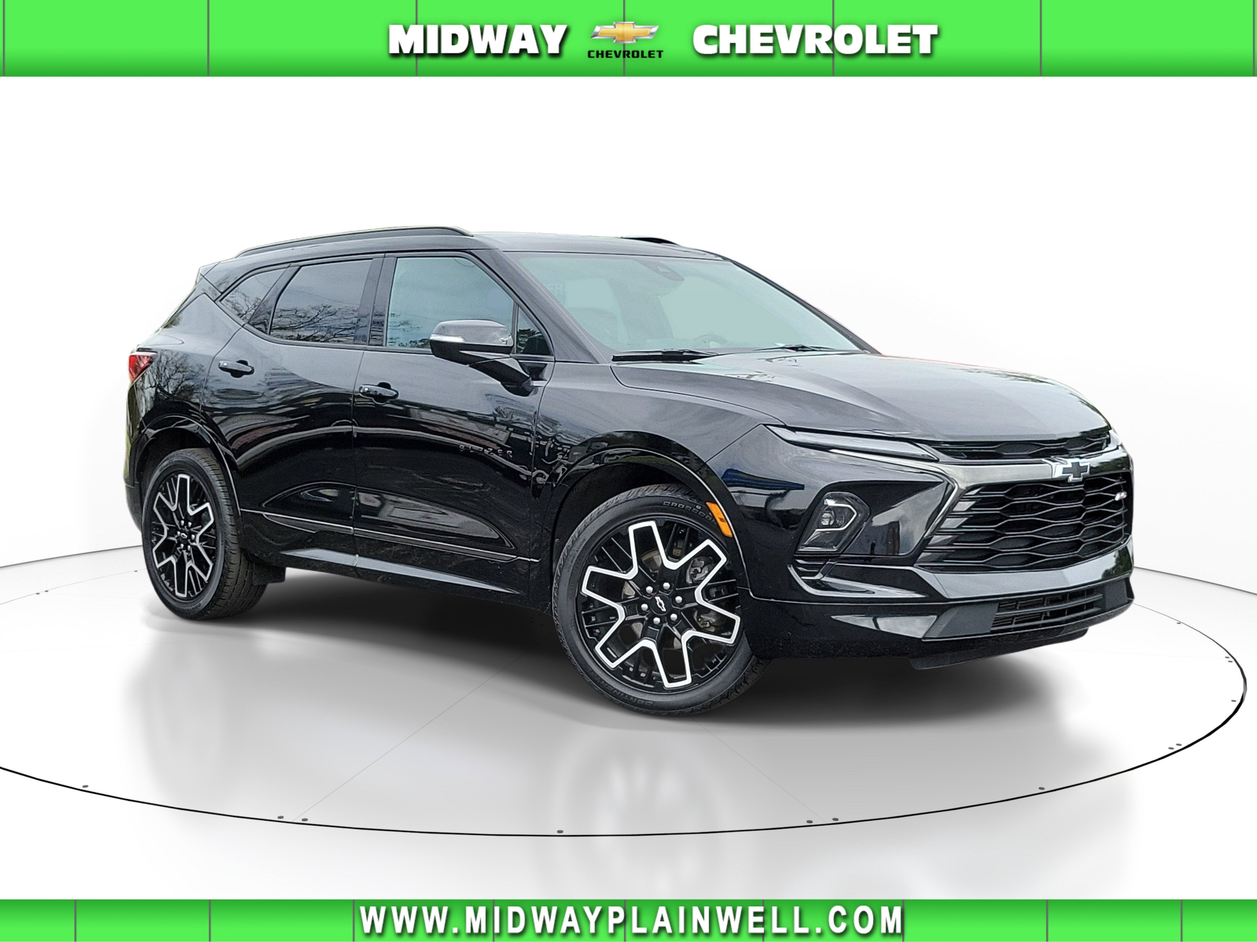 2024 Chevrolet Blazer RS in Black — front three-quarter view