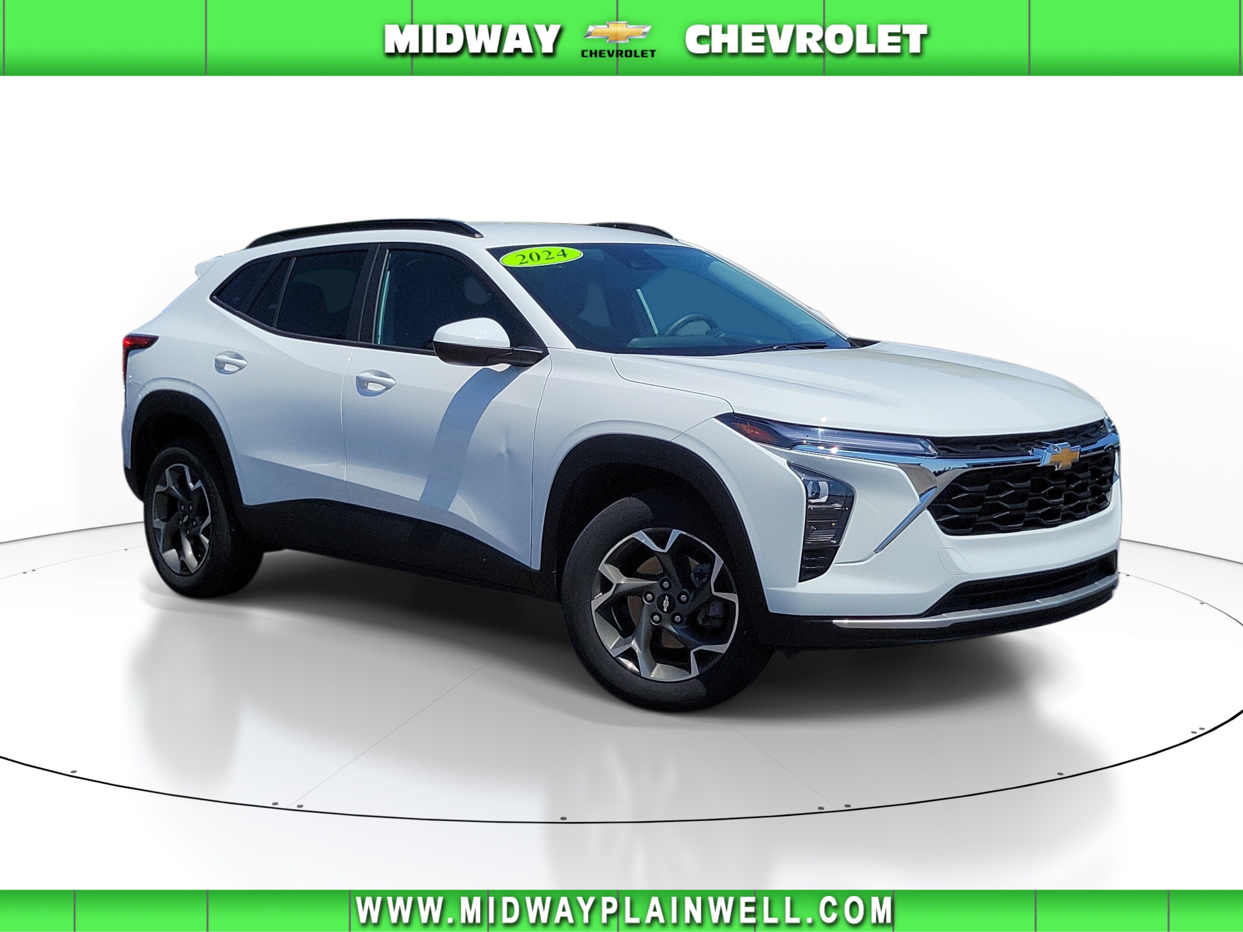 2024 Chevrolet Trax LT in Summit White — front three-quarter view
